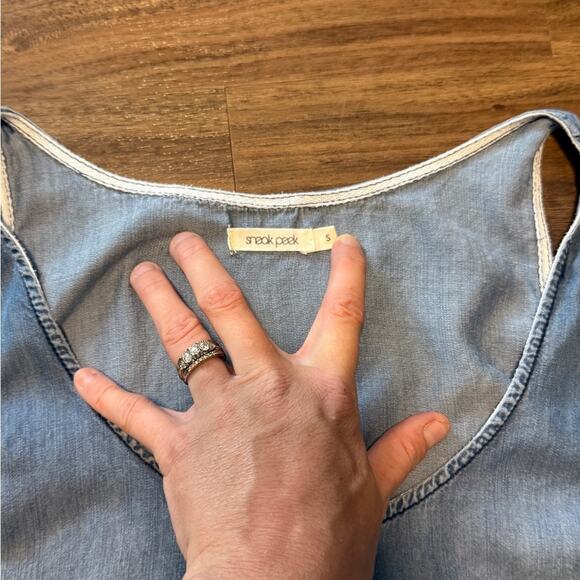 Sneak Peek Romper Women’s Size Small Light Blue Sleeveless Casual One Piece - Picture 5 of 7